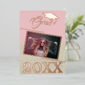 Invitation En Aluminium Rustique Dusty Rose Diplômé de la photo (Debout devant)