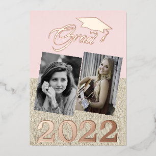 Invitation En Aluminium Rustique Dusty Rose Graduate 2 - Photo Graduate