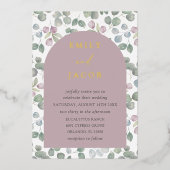 Invitation En Aluminium Rustique Dusty Rose & Mariage d'eucalyptus or (Recto)