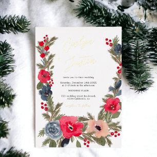 Invitation En Aluminium Rustique Elégant hiver Floral Mariage