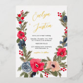 Invitation En Aluminium Rustique Elégant hiver Floral Mariage (Recto)