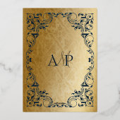 Invitation En Aluminium Rustique Elegant Marine et Mariage d'or (Verso)