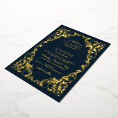Invitation En Aluminium Rustique Elegant Marine et Mariage d'or (Rotation)