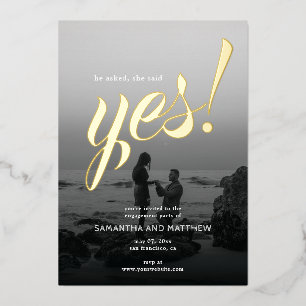 Invitation En Aluminium Rustique Elle a dit oui Photo Engagement Party Or