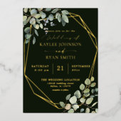 Invitation En Aluminium Rustique Eucalyptus & Gold Frame Mariage Full - DK (Recto)
