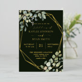 Invitation En Aluminium Rustique Eucalyptus & Gold Frame Mariage Full - DK (Debout devant)