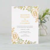 Invitation En Aluminium Rustique + Joli aquarelle Mariage floral RÉEL (Debout devant)