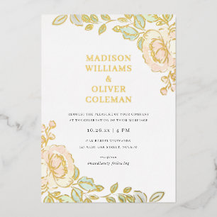 Invitation En Aluminium Rustique + Jolie Fleur Watercolor Mariage REEL