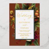 Invitation En Aluminium Rustique Orange Floral Bouquet Mariage Turquoise (Recto)