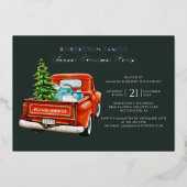 Invitation En Aluminium Rustique Plaid Noël Fête Argent (Recto)