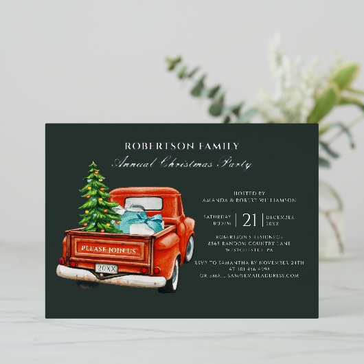 Invitation En Aluminium Rustique Plaid Noël Fête Argent (Debout devant)