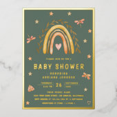Invitation En Aluminium Rustique Sage Green Earthy Rainbow Baby shower Or (Recto)
