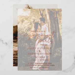 Invitation En Aluminium Rustique Script Photo Modern Engagement Party