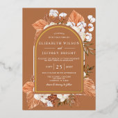 Invitation En Aluminium Rustique Terracotta Boho Pampas Arché Mariage (Recto)