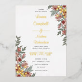 Invitation En Aluminium Rustique Terracotta Floral Real Mariage or (Recto)