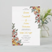 Invitation En Aluminium Rustique Terracotta Floral Real Mariage or (Debout devant)