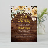 Invitation En Aluminium Rustique Tournesol papillon 50e fête d'anniversair (Debout devant)