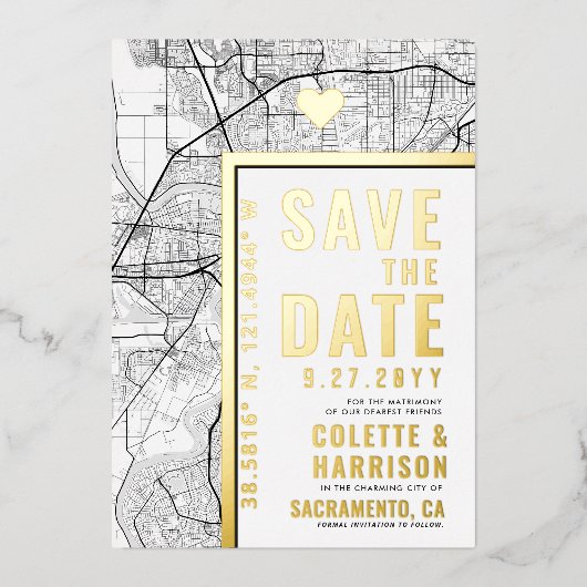 Invitation En Aluminium Sacramento Love Locator | Mariage Enregistrer la d (Recto)