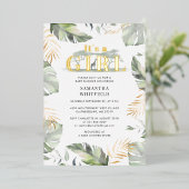 Invitation En Aluminium Safari dans la Jungle Fille Baby Shower Or (Debout devant)