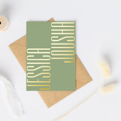 Invitation En Aluminium Sage Bold Names Script Ultra Modern Mariage Golden