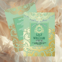 Sage Élégant Art Déco Diamant Monogramme Mariage O