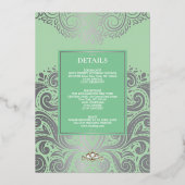 Invitation En Aluminium Sage Elegant Artdeco Diamond Monogram Mariage (Verso)
