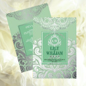 Invitation En Aluminium Sage Elegant Artdeco Diamond Monogram Mariage