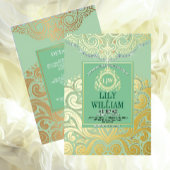 Invitation En Aluminium Sage Elegant Artdeco Diamond Monogramme Mariage Or