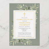 Invitation En Aluminium Sage Foliage Christian Celebration of Life Photo (Recto)