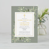 Invitation En Aluminium Sage Foliage Christian Celebration of Life Photo (Debout devant)