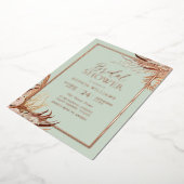 Invitation En Aluminium Sage Green Boho Chic Fête des mariées Rose Réel Or (Rotation)