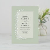 Invitation En Aluminium Sage Green Botanical Floral Wedding Silver (Debout devant)