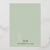 Invitation En Aluminium Sage Green Botanical Floral Wedding Silver (Verso)