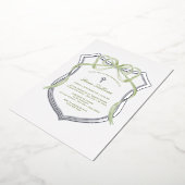 Invitation En Aluminium Sage Green Bow Silver Crest Baptisme (Rotation)