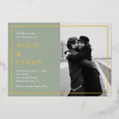 Invitation En Aluminium Sage Green Classic Calligraphie Mariage photo (Recto)