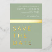 Invitation En Aluminium Sage Green Enregistrer la date Elegant Gold (Recto)
