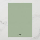 Invitation En Aluminium Sage Green Enregistrer la date Elegant Gold (Verso)