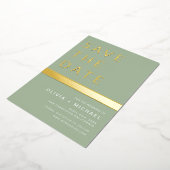 Invitation En Aluminium Sage Green Enregistrer la date Elegant Gold (Rotation)