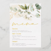 Invitation En Aluminium Sage Green Feuille Mariage Gold Foil Menu (Recto)