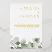 Invitation En Aluminium Sage Green Feuille Moderne Mariage Golden (Recto)