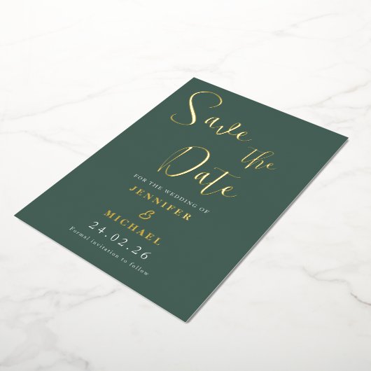 Invitation En Aluminium Sage Green Gold Foil Mariage Enregistrer La Date (Rotation)