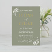 Invitation En Aluminium Sage Green Gold Minimal White Green Mariage (Debout devant)