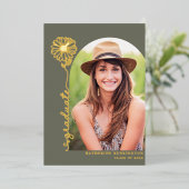 Invitation En Aluminium Sage Green Gold photo écrite à la main (Debout devant)