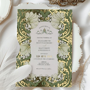 Invitation En Aluminium Sage Green Gold Vintage Pimpernel William Morris F