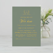 Invitation En Aluminium Sage Green & gold Wedding Rehearsal dinner (Debout devant)