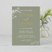 Invitation En Aluminium Sage Green Gold Whimsical White Green Mariage (Debout devant)