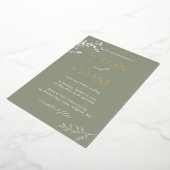 Invitation En Aluminium Sage Green Gold Whimsical White Green Mariage (Rotation)