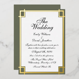 Invitation En Aluminium Sage Green Golden Classic Mariage