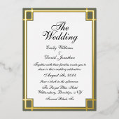 Invitation En Aluminium Sage Green Golden Classic Mariage (Recto)