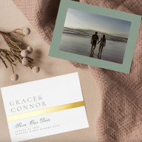 Sage Green Golden Stripe Photo Enregistrer La Date